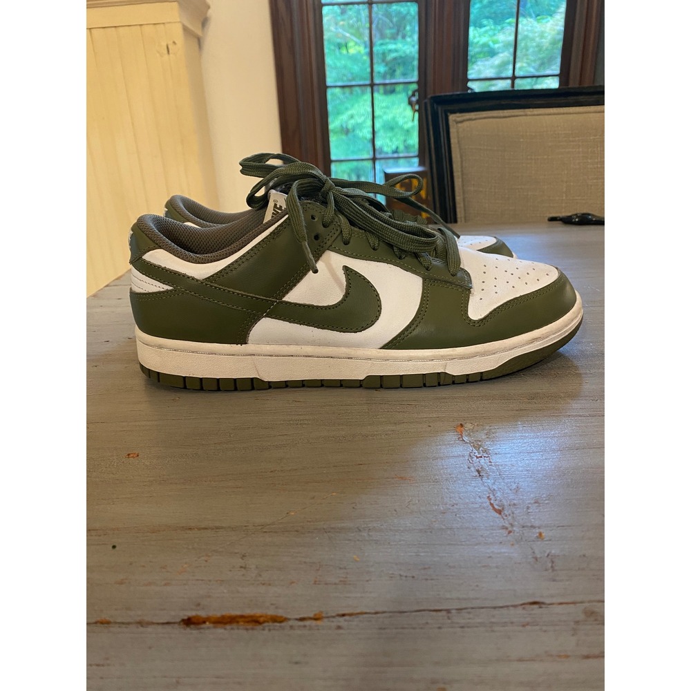 Nike Dunk Low Olive Green White Leather Sneakers Womens Athletic Shoes